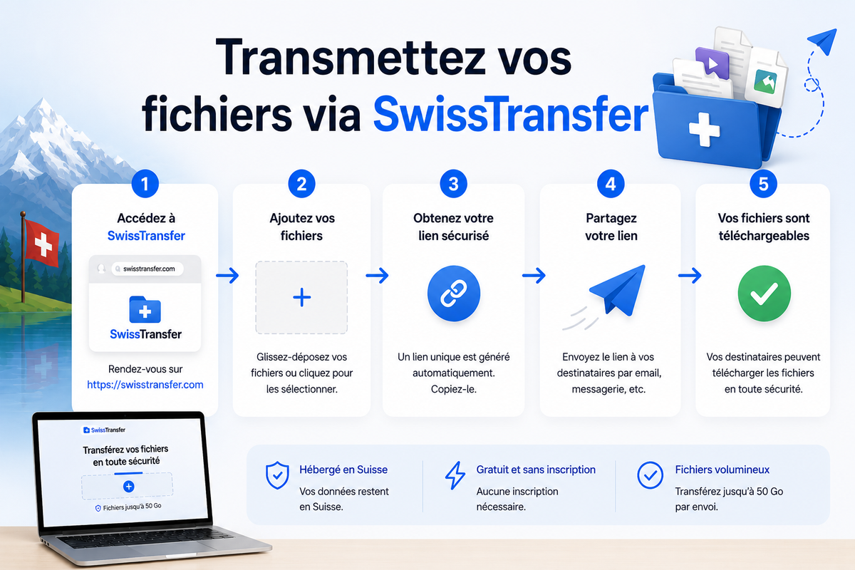 Comment transférer des fichiers volumineux avec SwissTransfer
