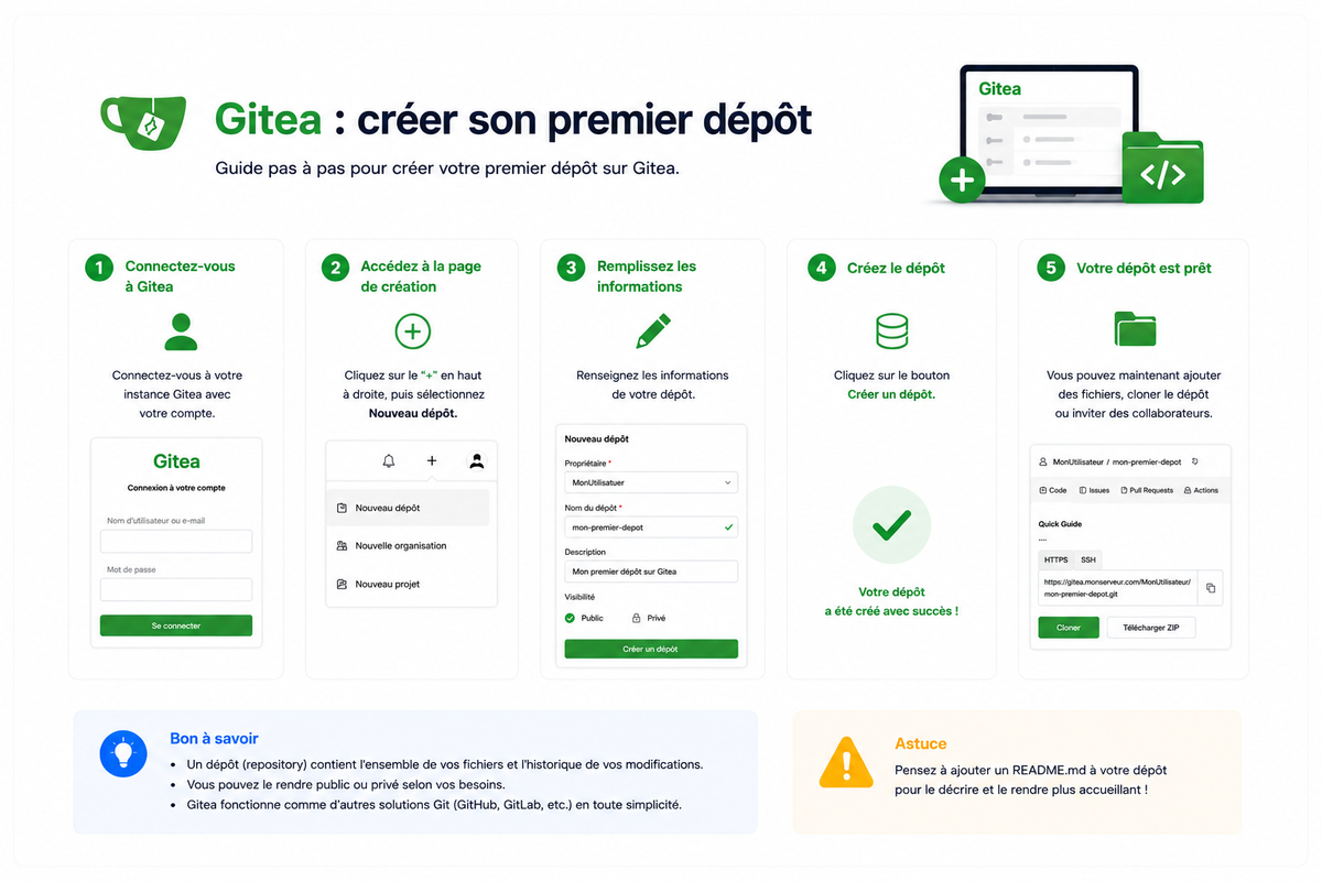 Gitea : Créer son premier dépôt