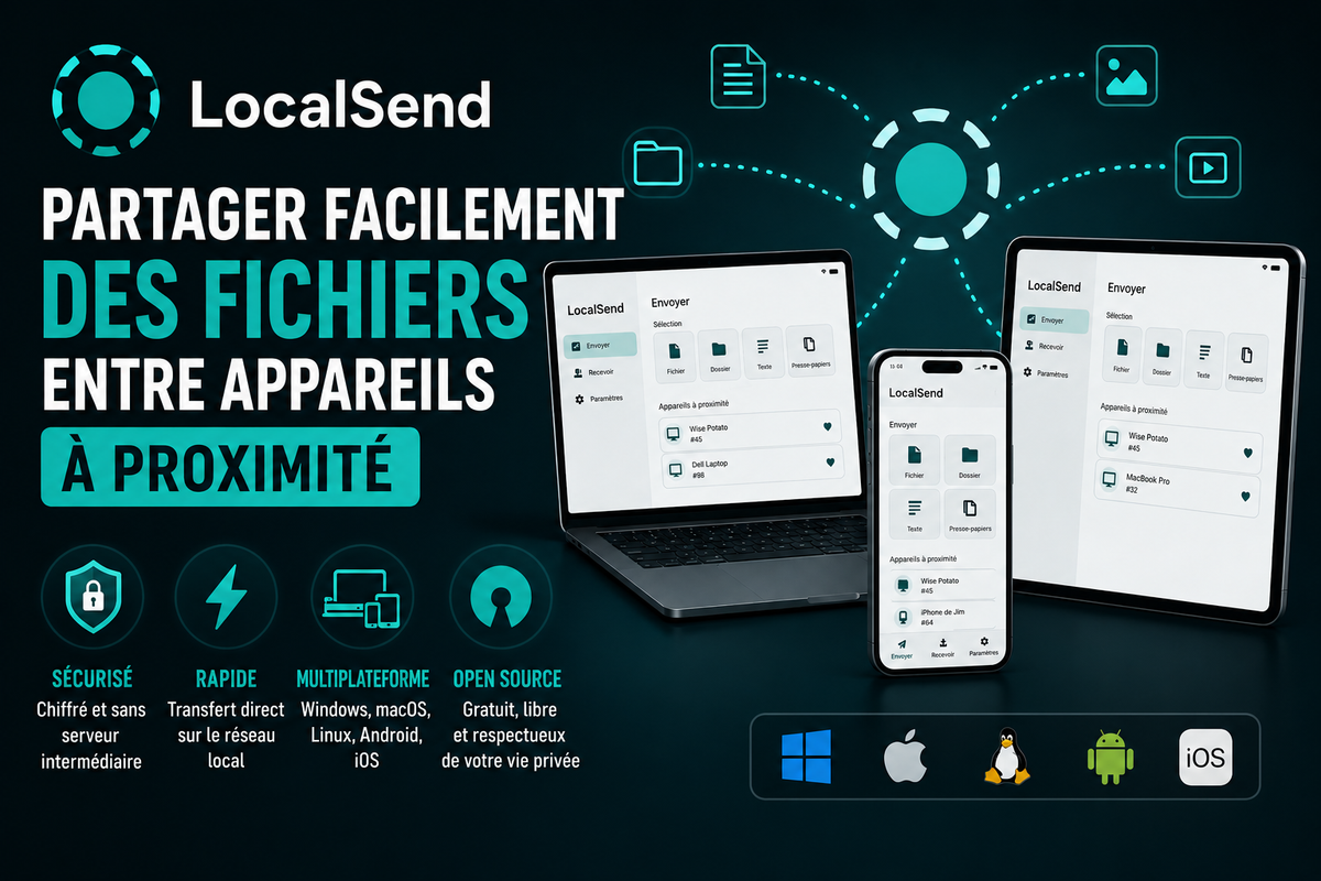 Partager facilement des fichiers entre appareils à proximité avec LocalSend