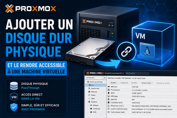 Ajouter un disque dur physique sur Proxmox et permette à une VM d'y accéder